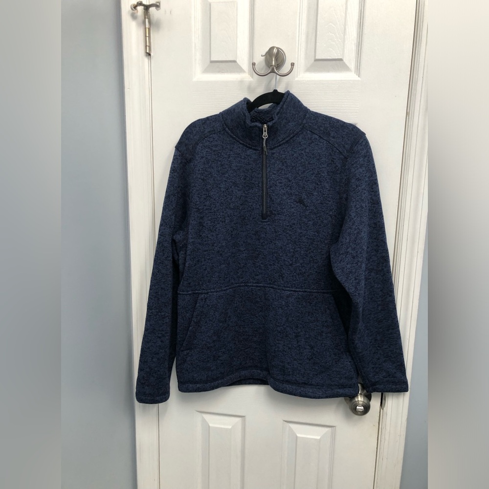 Tommy Bahama Men's Navy Blue Half-Zip Sherpa Lined Sweater Pullover Small